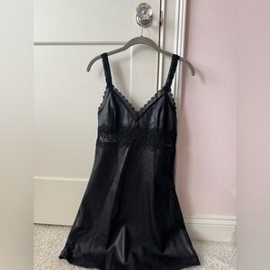 Aqua Black Lace Trim Slip Dress NWT